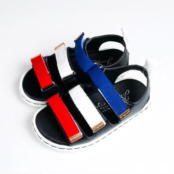 Κομψή περιστασιακή σανδάλια για τα αγόρια με ριγέ Velcro - 3 χρώματα