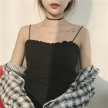 Οι γυναίκες καθημερινά πτυχωτό πουκάμισο σε μαύρο και λευκό με λεπτές τιράντες