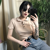 Πολύ κομψό κυρίες T-shirt με κοντά μανίκια και ζιβάγκο - 2tsvyata