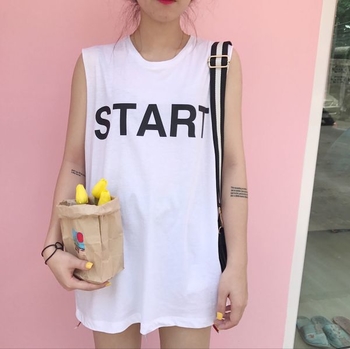αμάνικο T-shirt Long γυναικών με την επιγραφή «START»