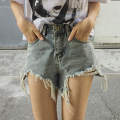 Hit σύντομο παντελόνι τζιν παντελόνι με razrafani και κρόσσια άκρα