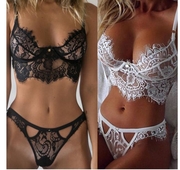Много красиво и нежно дамско бельо с ажурна дантела в комплект от две части