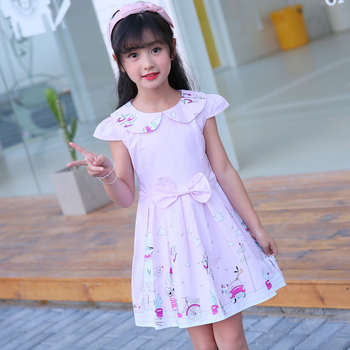 Детска флорална рокля на шарки за момичета синя, бяла, розова лятна за плаж и ежедневие 