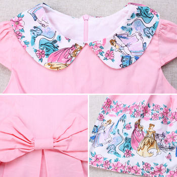 Детска флорална рокля на шарки за момичета синя, бяла, розова лятна за плаж и ежедневие 
