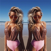 Μια ενδιαφέρουσα και πολύ όμορφες κυρίες όλα σε ένα μαγιό διακοσμημένο με πούλιες στην κορυφή