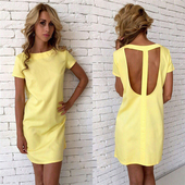 Sport-κομψές κυρίες φόρεμα με ενδιαφέρον πίσω - 4 χρώματα