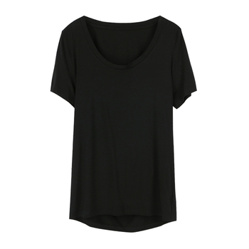 Силна дамска блуза с къс ръкав и гол гръб, в черен цвят, свободен стил
