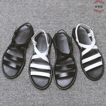 Мъжки неплъзгащи и гумени сандали в черен и бял цвят