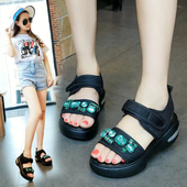 Κομψό κυρίες περιστασιακή σανδάλια με πολύ όμορφη λαμπερά βότσαλα