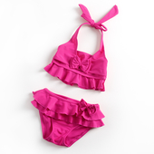 Сладък детски бански костюм от 2 части в розов цвят