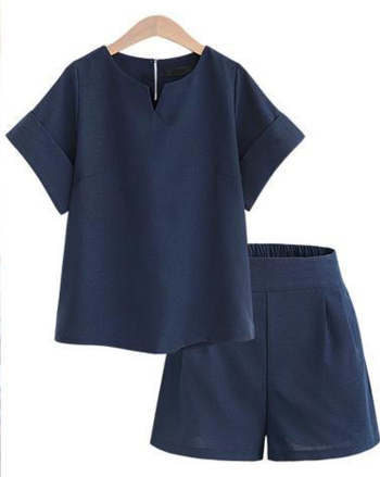 Κομψό γυναικεία σετ δύο τεμαχίων - φαρδιά παντελόνια και κοντή μπλούζα σε διάφορα χρώματα