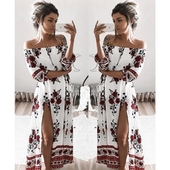 Μποέμ σιφόν φόρεμα με γυμνά ώμους