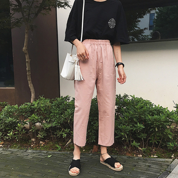 Дамски панталон, подходящ за ежедневието - ластичен, в розов и бежов цвят