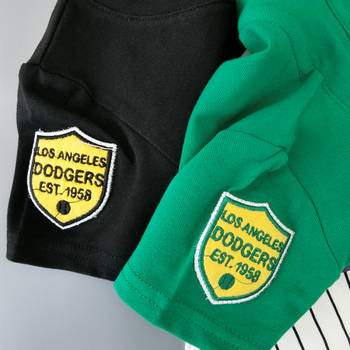 Детска блуза за момчета в черен и зелен цвят, с надпис, подходяща за ежедневието