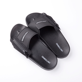 Гумени мъжки чехли с цип в черен цвят