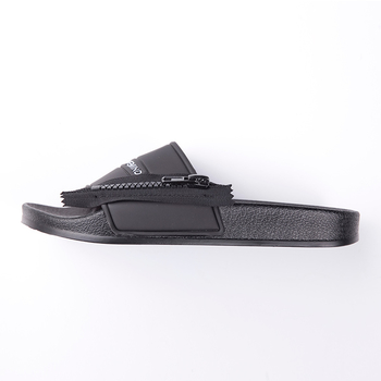 Гумени мъжки чехли с цип в черен цвят