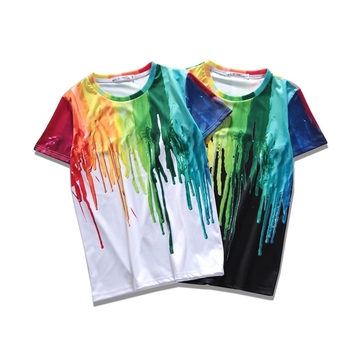 Καλοκαίρι χρώματος T-shirts για τους άνδρες κορυφαία μοντέλα σε λευκό και μαύρο φόντο 3D Printed