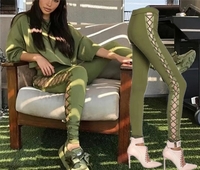  Γυναικεία αμφιλεγόμενη κομψά παντελόνια  με πολλά ενδιαφέροντα links και στις δύο πλευρές του ποδιού