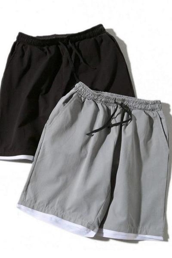 Мъжки ежедневни шорти - ластични, в черен и сив цвят