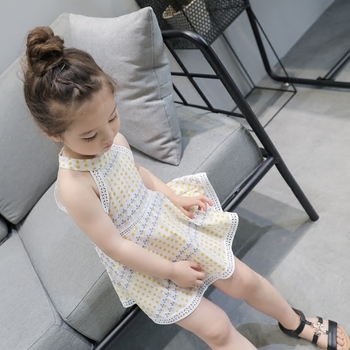 Сладка лятна детска рокля за момичета - цветна и широка