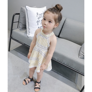 Сладка лятна детска рокля за момичета - цветна и широка