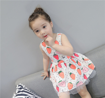 Φροντίδα Παιδιών Φρέσκα φόρεμα για κορίτσια με την πλάτη κορδέλα διακοσμημένη με φρούτα