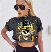 Κομψό κυρίες T-shirt με μια εικόνα και σκισμένα σε διάφορα χρώματα