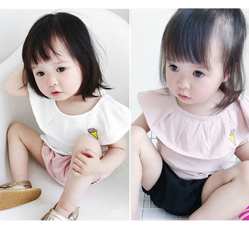Детска блуза в бял и розов цвят за момичета