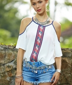 t-shirt σιφόν ένα ιμάντες και tamki ώμων κομψό κυρίες