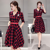 Κυρίες καρό καθημερινό φόρεμα πολύ κομψό