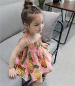 Καλοκαίρι φόρεμα για κορίτσια σε ροζ διακοσμημένη με λουλούδια