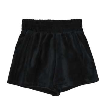 Кадифени дамски къси панталони с еластична талия в черен цвят