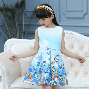 Детска лятна рокля с пеперуди за момичета в два модела