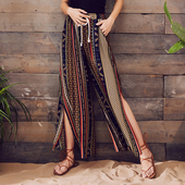 Ευρεία χρώμα κυρίες παντελόνι με σχισμή