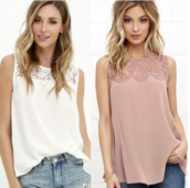 Φρέσκα κυρίες σατέν γιλέκο με πολλά ενδιαφέροντα δαντέλα στην κορυφή