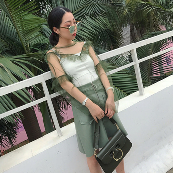 Καλοκαίρι Γυναικεία Μπλούζα - διαφανές, λευκό και πράσινο
