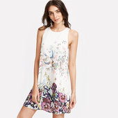 Καθημερινά κυρίες αμάνικο φόρεμα με πολύ όμορφα πολύχρωμα λουλούδια