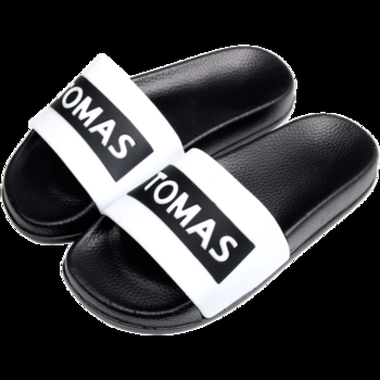 Гумени чехли в черен и бял цвят - унисекс