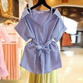 Καλοκαίρι κυρίες καρό πουκάμισο σε μπλε και μαύρο