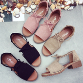 Πολύ ενδιαφέρον κυρίες σουέτ σανδάλια με γραβάτες - 3 χρώματα