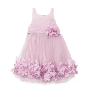 Сладка детска рокля за момичета в син, розов и бял цвят 
