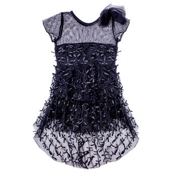 Стилна детска рокля за момичета с прозираща част, в черен цвят