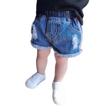 Детски къси панталони за момчета с ластик и леко накъсани