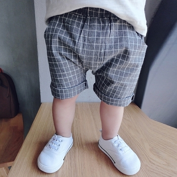 Детски стилни шорти за момчета с ластик в сив цвят