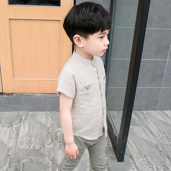 Κομψό παιδικό σετ για αγόρια - πουκάμισο με κοντό μανίκι + παντελόνι