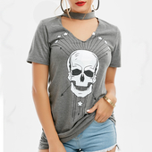 Πολύ ενδιαφέρον κυρίες μπλούζα με γιακά πρωτότυπη και ενδιαφέρουσα εκτύπωσης