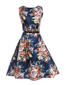 Καθημερινά κυρίες κοντό φόρεμα με μοτίβα λουλουδιών, αμάνικο