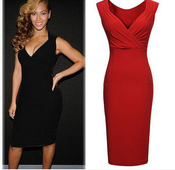 Μοναδικές γυναίκες βραδινό φόρεμα με V-neck - 2 χρώματα