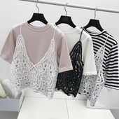 Απλή κυρίες μπλούζα σε διάφορα χρώματα + δαντέλα γιλέκο