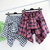 Κομψό κυρίες φούστα καρό δέσιμο μέρος